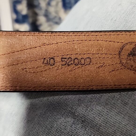 Vtg Leegin Larry Mahen tooled brown leather belt & 1979 Raintree Walleye buckle - Picture 8 of 8